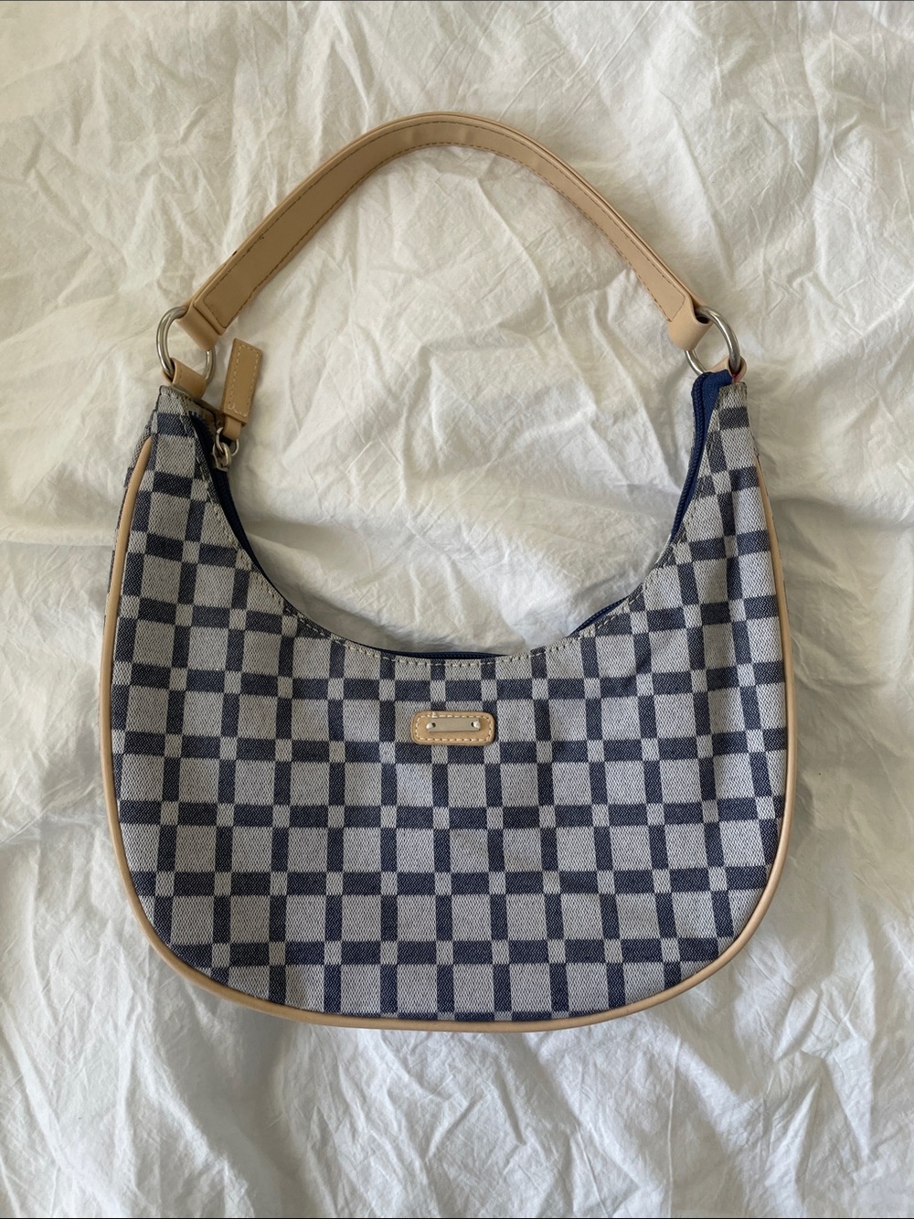 Blue Plaid/Checked 2000s Baguette Bag